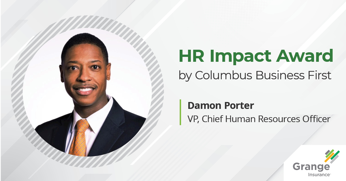 Damon Porter Receives Inaugural HR Impact Award Grange Insurance
