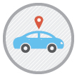 Blue ridesharing car