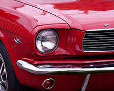 Close up of a red classic car