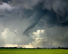Tornado in a stormy sky