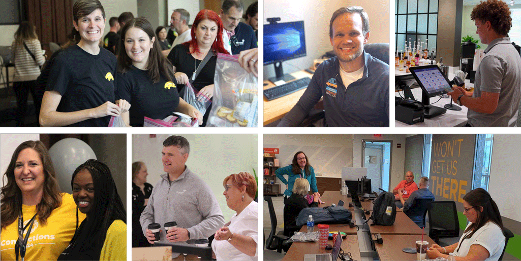 six photo collection of associates at events